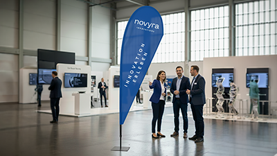 Beachflags für Messestände – Orientierung & Markenwirkung im Hallentrubel