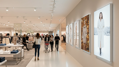 Textilspannrahmen LED im Kaufhaus – Stimmung schaffen, Botschaften inszenieren