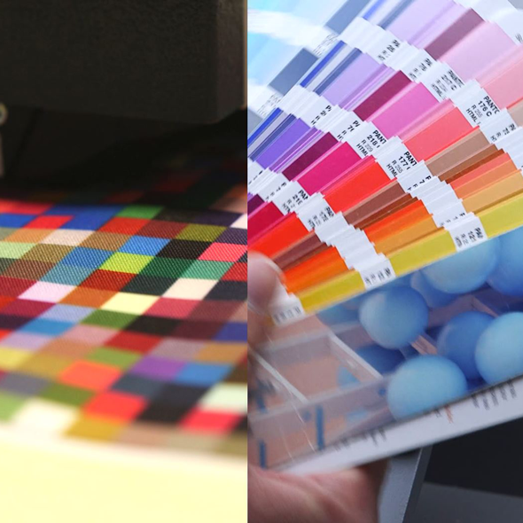 Konfektion eines Werbebanners an einer Industrienähmaschine bei bannerstop