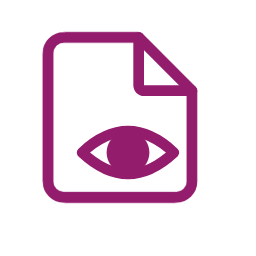 Dokument mit Auge als Symbol für den Korrekturabzug vor dem Druck